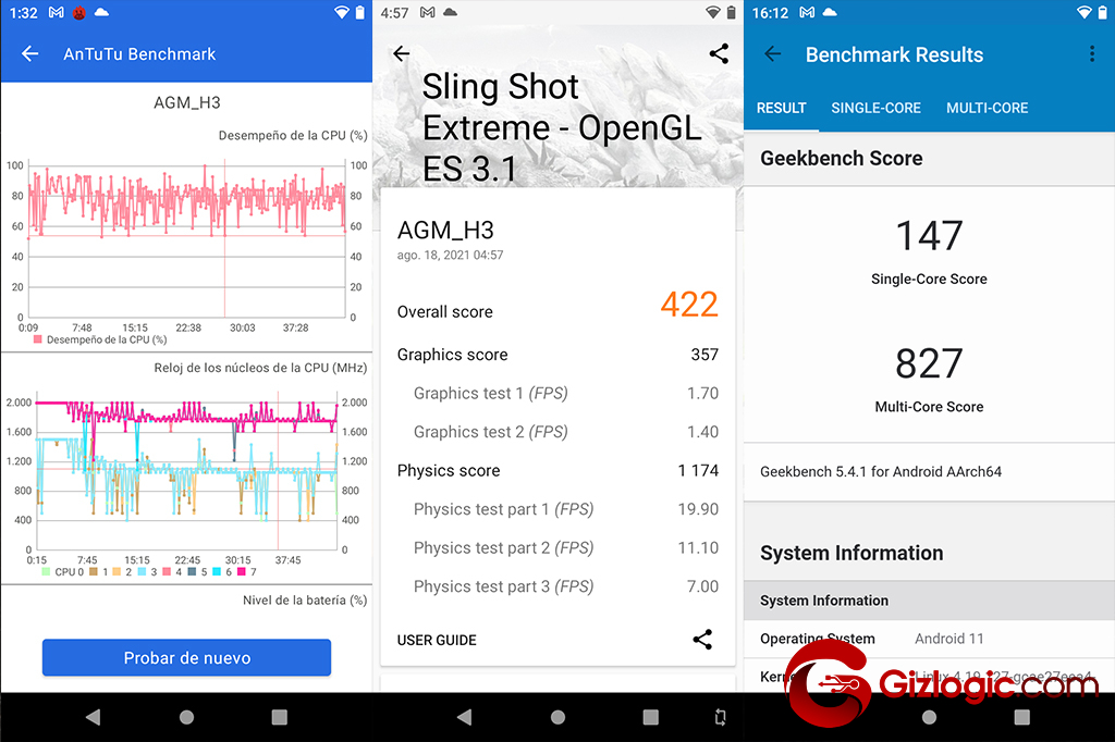 Tests realizados al smartphone de AGM AGM H3